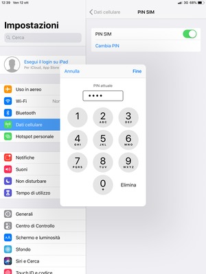 Inserisci PIN attuale e seleziona Fine