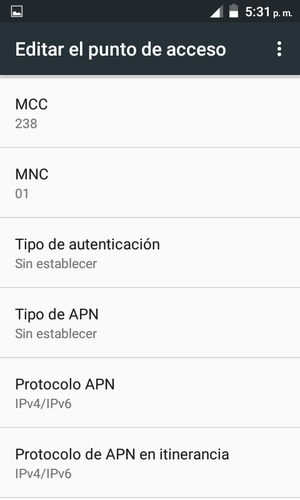 Introduzca la información de Internet