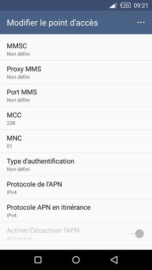 Faites défiler vers le bas et saisissez les informations MMS