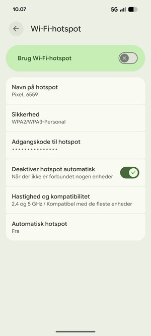 Vælg Adgangskode til hotspot