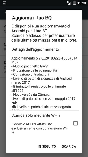 Se il tuo telefono non è aggiornato, seleziona SCARICA