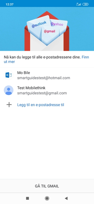 Velg GÅ TIL GMAIL