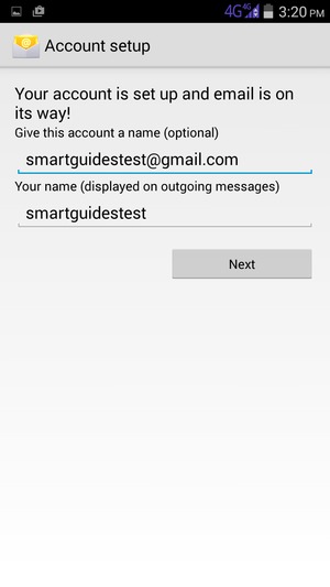 Give your account a name and enter your name. Select Next