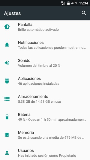 Vuelva al menú Ajustes, desplácese y seleccione Batería