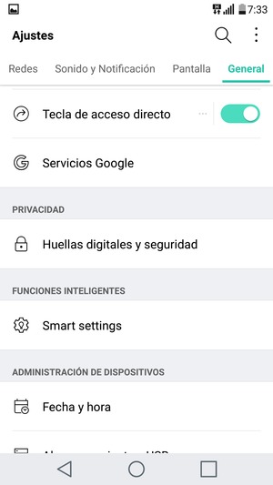 Desplácese y seleccione Huellas digitales y seguridad