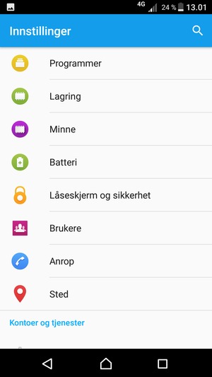 Gå tilbake til Innstillinger-menyen og bla til og velg Batteri