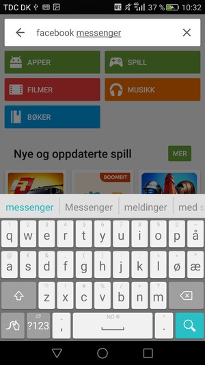 Skriv inn applikasjonsnavnet og velg Søk