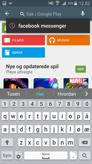 Skriv inn applikasjonsnavnet og velg Søk