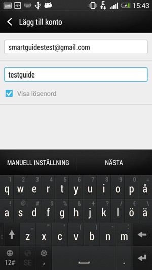 Ange din Gmail- eller Hotmail-adress och lösenord. Välj NÄSTA