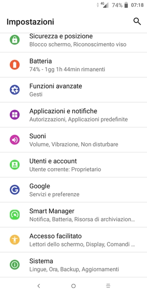 Scorri e seleziona Utenti e account