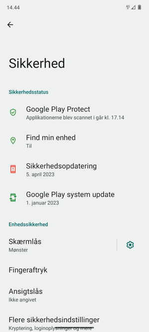 Din telefon er nu sikret med en skærmlås