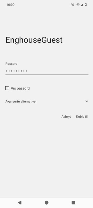 Skriv inn Wi-Fi-passord og velg Koble til