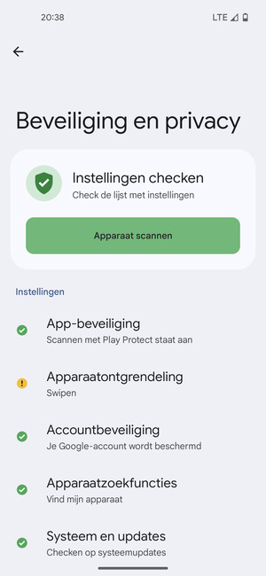 Om uw schermvergrendeling te activeren, ga naar het Beveiliging en privacy-menu en selecteer Apparaatontgrendeling