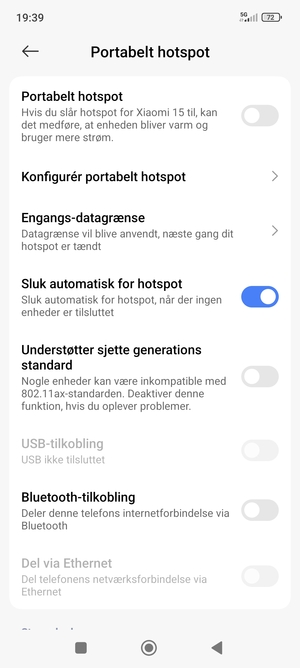 Vælg Konfigurér portabelt hotspot