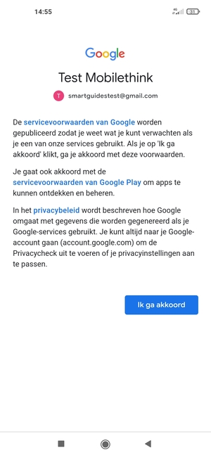 Selecteer Ik ga akkoord