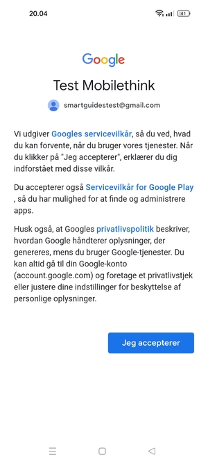 Vælg Jeg accepterer