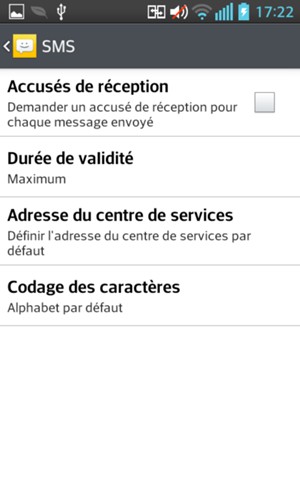 Sélectionnez Adresse du centre de services