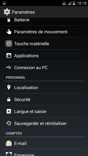 Faites défiler et sélectionnez Localisation
