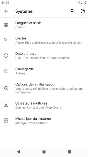 Sélectionnez Mise à jour du système