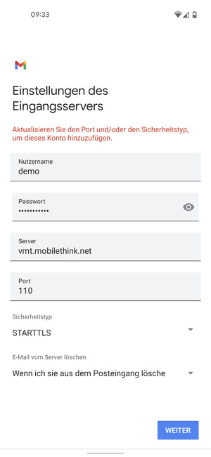 Wählen Sie Sicherheitstyp