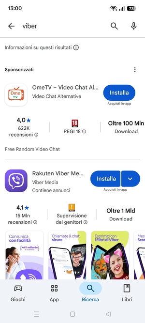 Seleziona l'applicazione