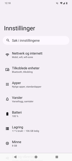 Velg Nettverk og internett