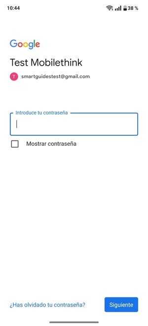 Introduzca su contraseña y seleccione Siguiente