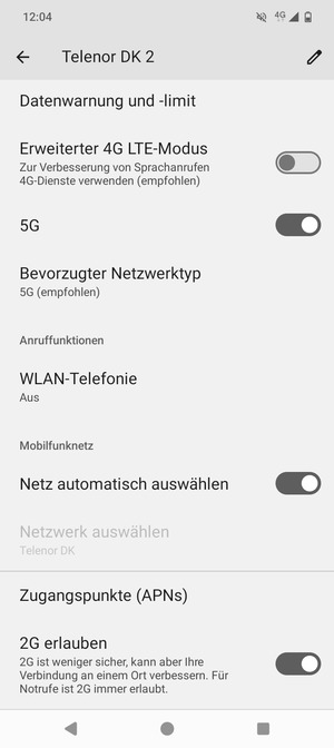 Scrollen Sie und wählen Sie Zugangspunkte (APNs)