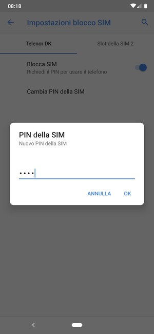 Inserisci Nuovo PIN della SIM e seleziona OK