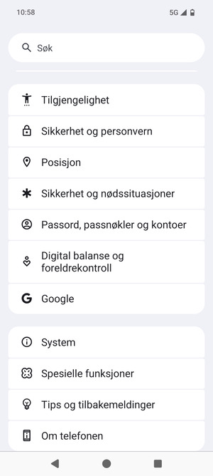 Bla til og velg System