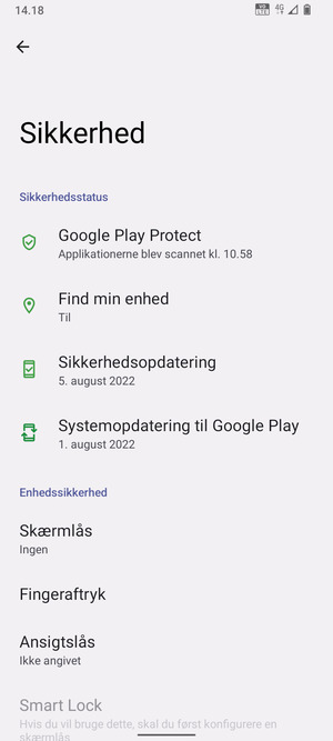Vælg Skærmlås