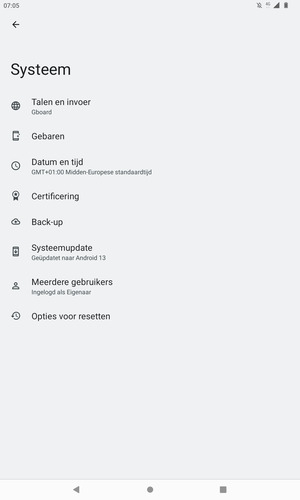 Selecteer Systeemupdate
