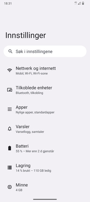 Velg Nettverk og internett
