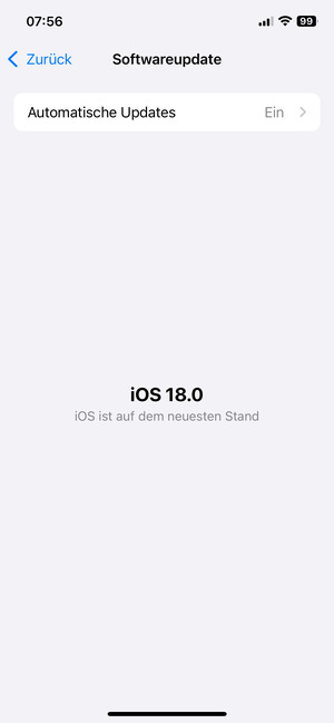 Falls Ihr iPhone aktualisiert ist, wird Ihnen der folgende Bildschirm angezeigt.