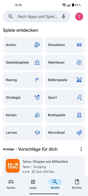 Wählen Sie die Suchleiste