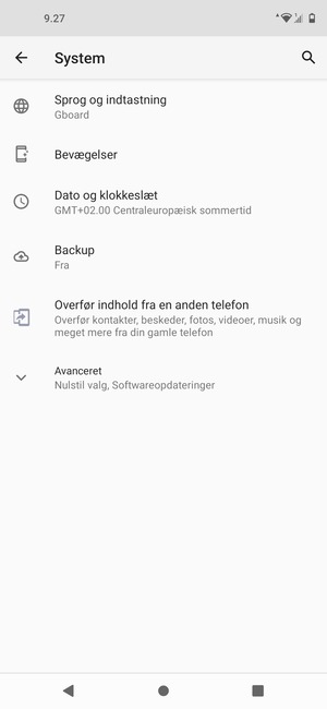 Vælg Backup