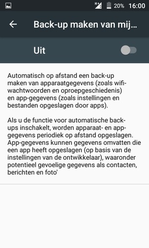Schakel Back-up maken van mijn gegevens in
