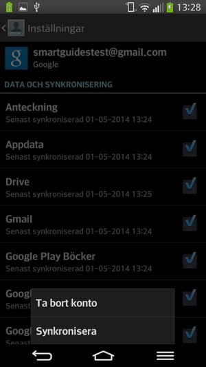 Välj Synkronisera