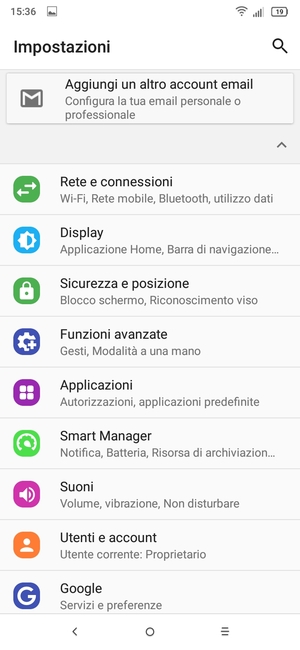 Seleziona Sicurezza e posizione