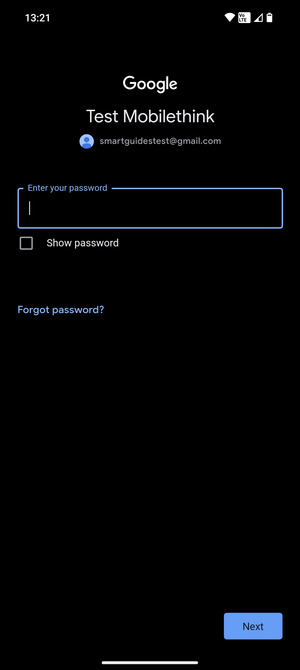 Enter your password and select Next
