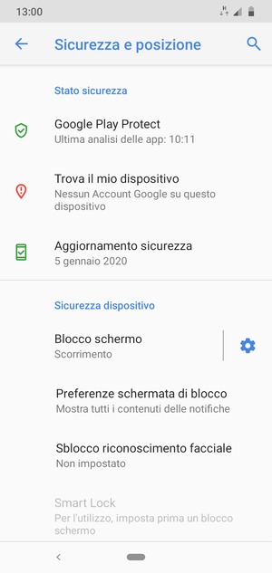 Per attivare il blocco dello schermo, vai al menu Sicurezza e posizione e seleziona Blocco schermo