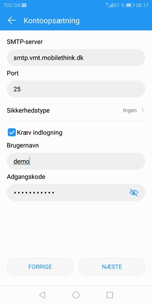 Indtast udgående serveradresse