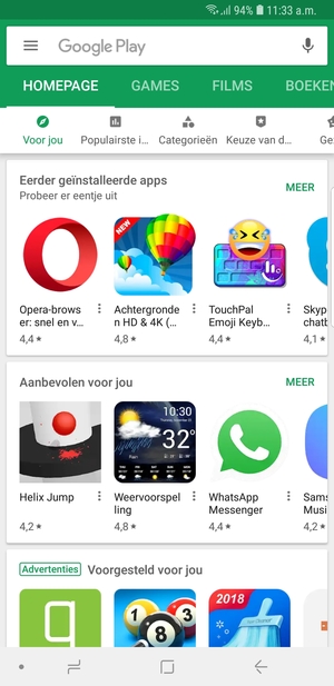 Selecteer de zoekbalk