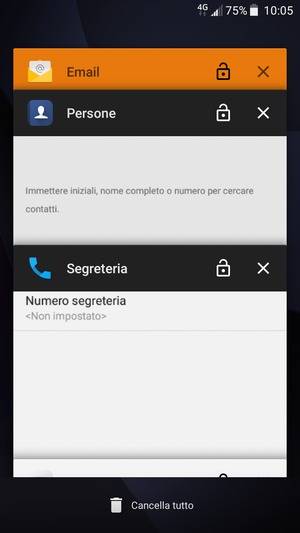 Seleziona Cancella tutto per chiudere tutte le applicazioni in esecuzione