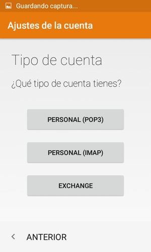 Seleccione PERSONAL (POP3) o PERSONAL (IMAP)