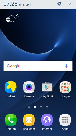 Aktiver topmenuen