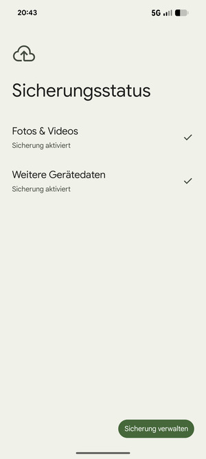 Wählen Sie Sicherung verwalten