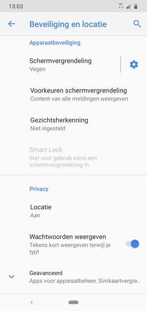 Scroll naar en selecteer Geavanceerd