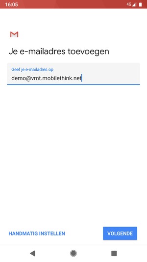 Voer uw e-mailadres in en selecteer HANDMATIG INSTELLEN