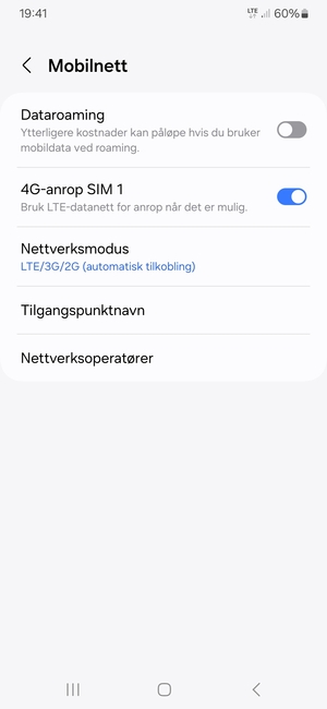 Velg Nettverksmodus